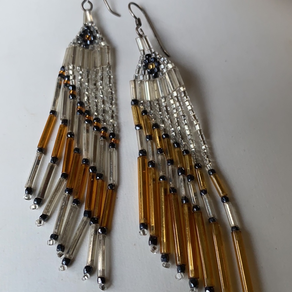 Vtg Chipita Gold/Silver Dangle Hand-Made Earrings